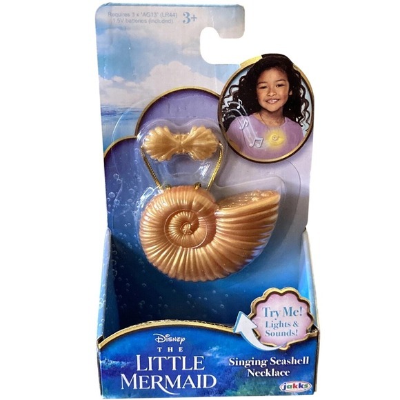 Disney Other - Disney Singing Seashell Necklace Kids OS‎ Gold NEW Little Mermaid Lights Sounds